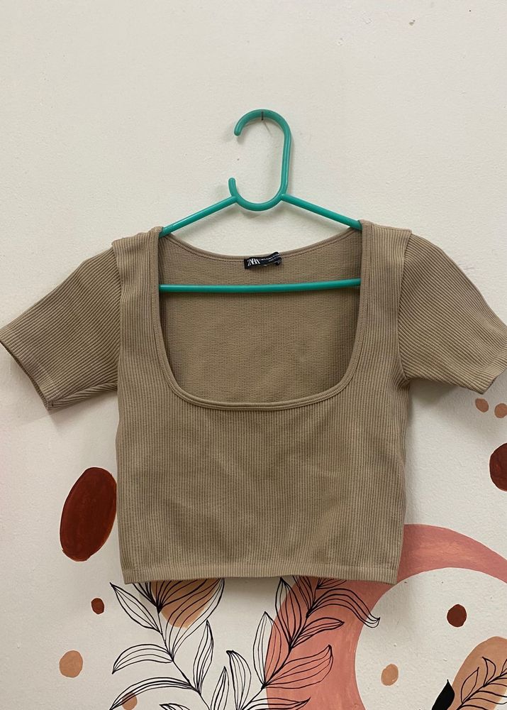 ZARA ribbed square neck crop top