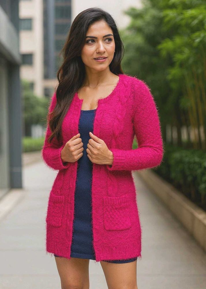 Stylish Pink Knit Cardigan