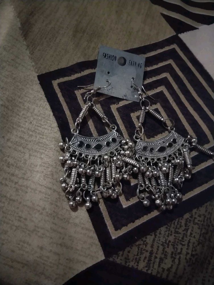 Silver Jhumka Earrings