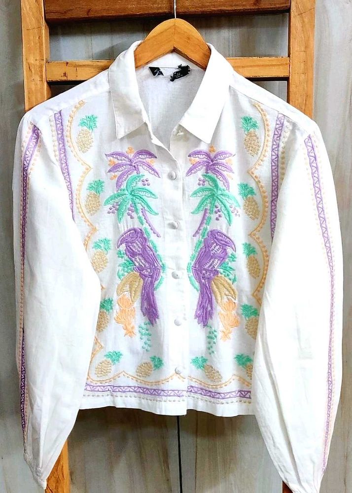 Embroidered  Button-Down Shirt Size-40