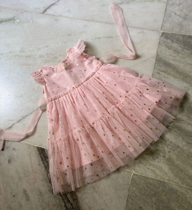 Pink &amp; Gold Star Tulle Dress