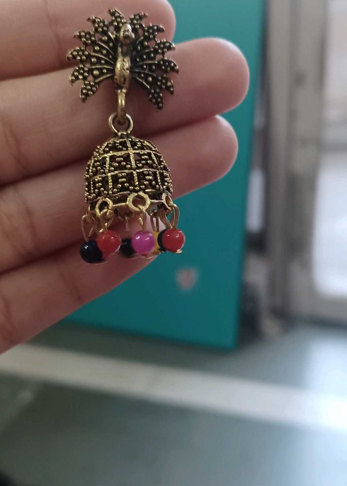 Peacock Jhumka Earrings
