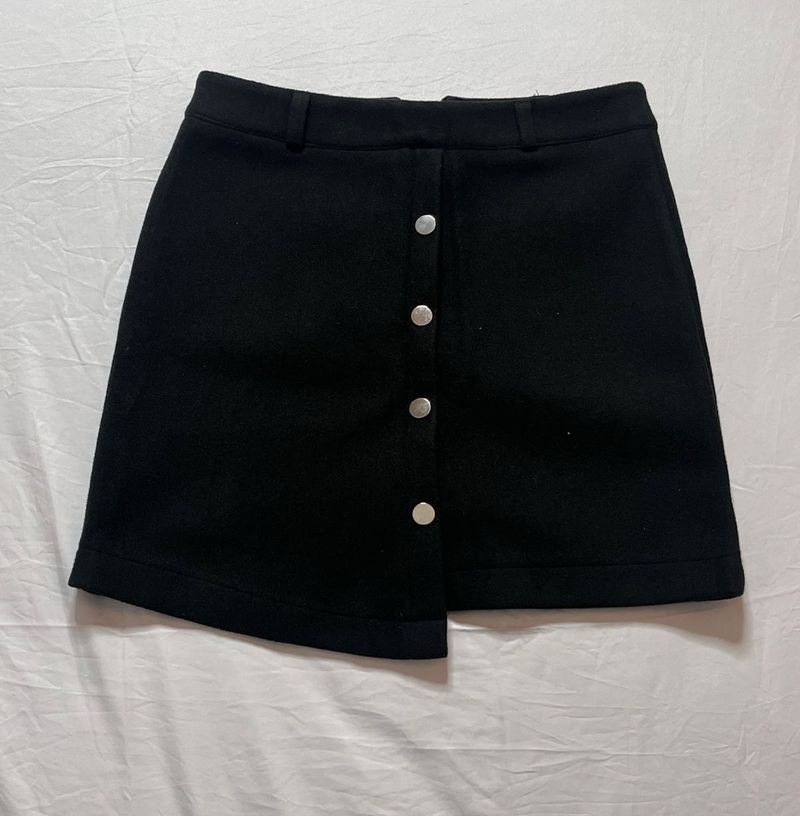 Button Black Skirt