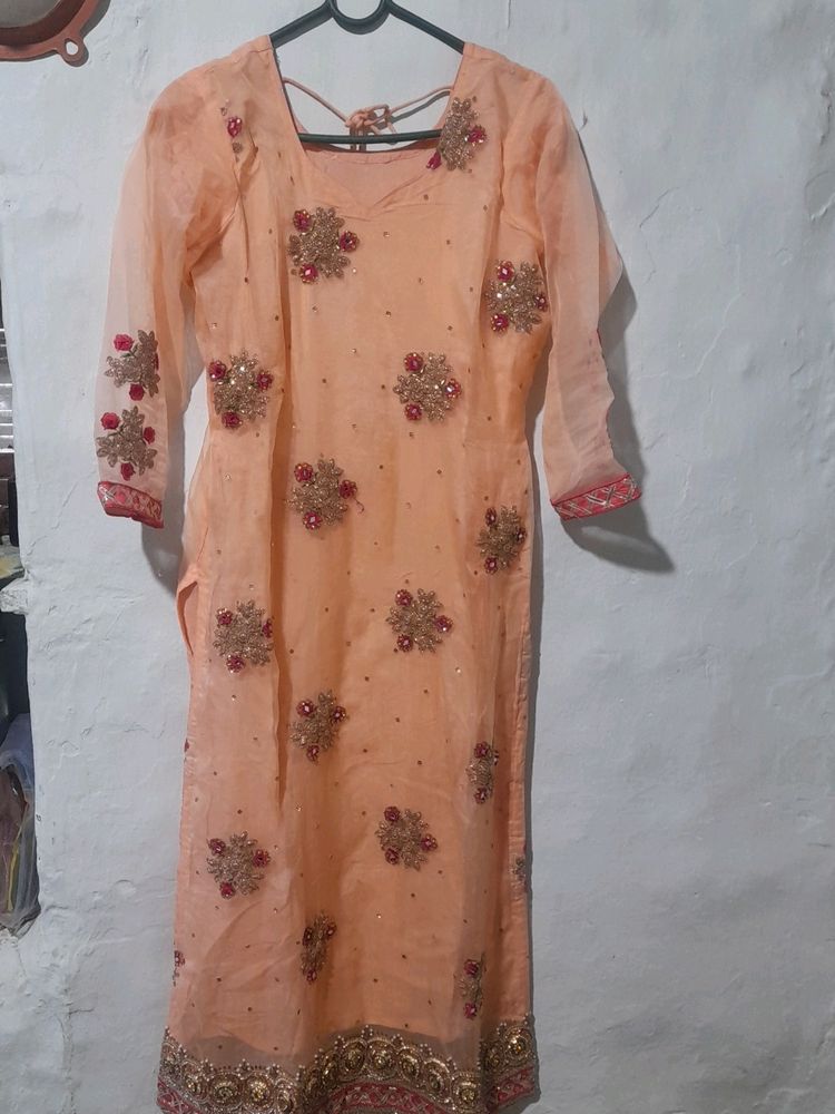 Peach Embellished Salwar Kameez