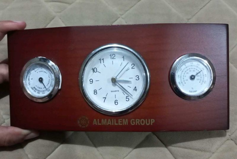 Vintage Desk Clock with Thermometer