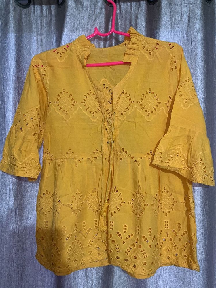 Yellow Embroidered Blouse