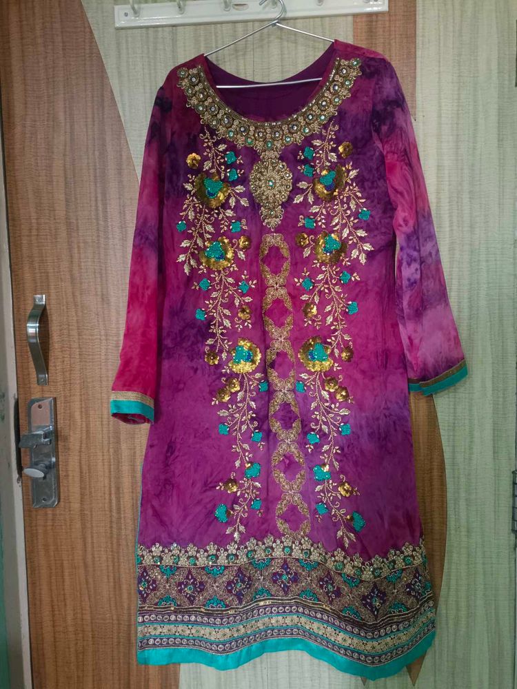 Embroidered Kurta Sharara Set