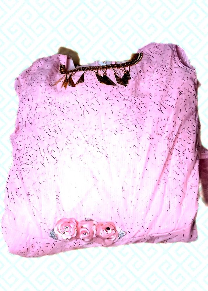 Pink Kurta with Floral Detail