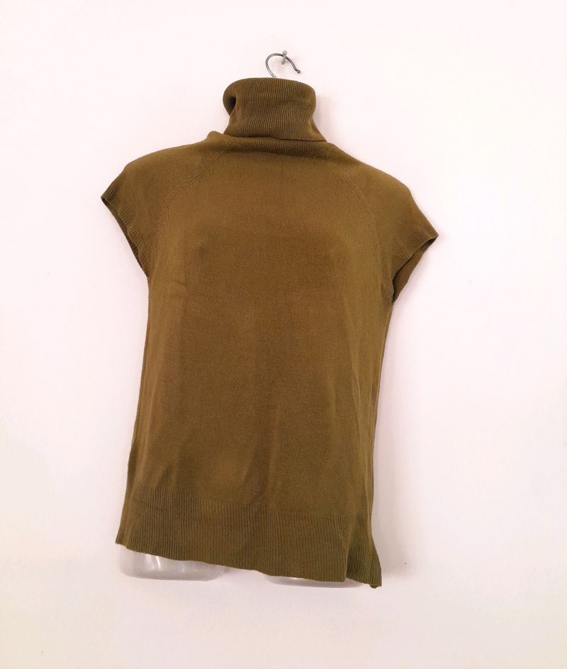 Olive Turtle Neck Mega Sleeve Top