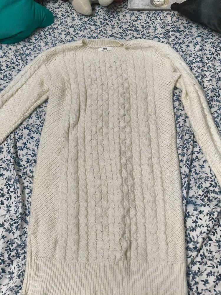 Cream Cable Knit Sweater Dress