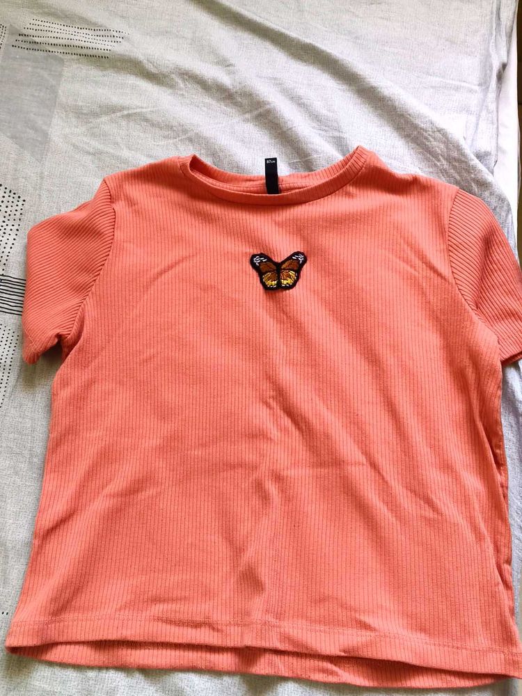 Cute Butterfly Embroidered Tee