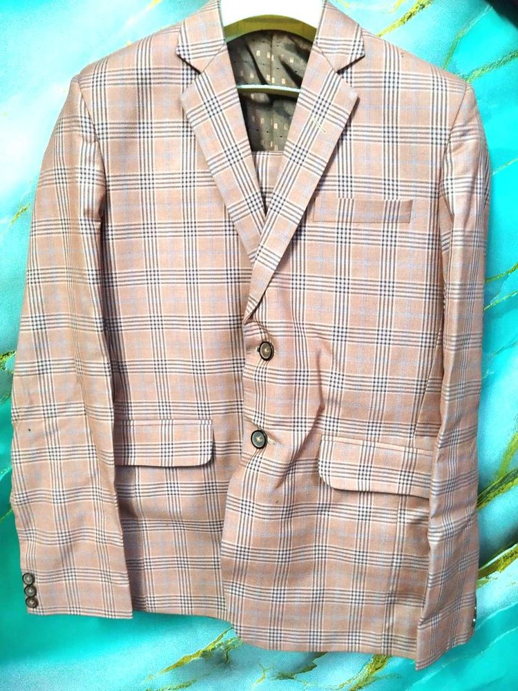 Peach Check Blazer and Pant (28 wais