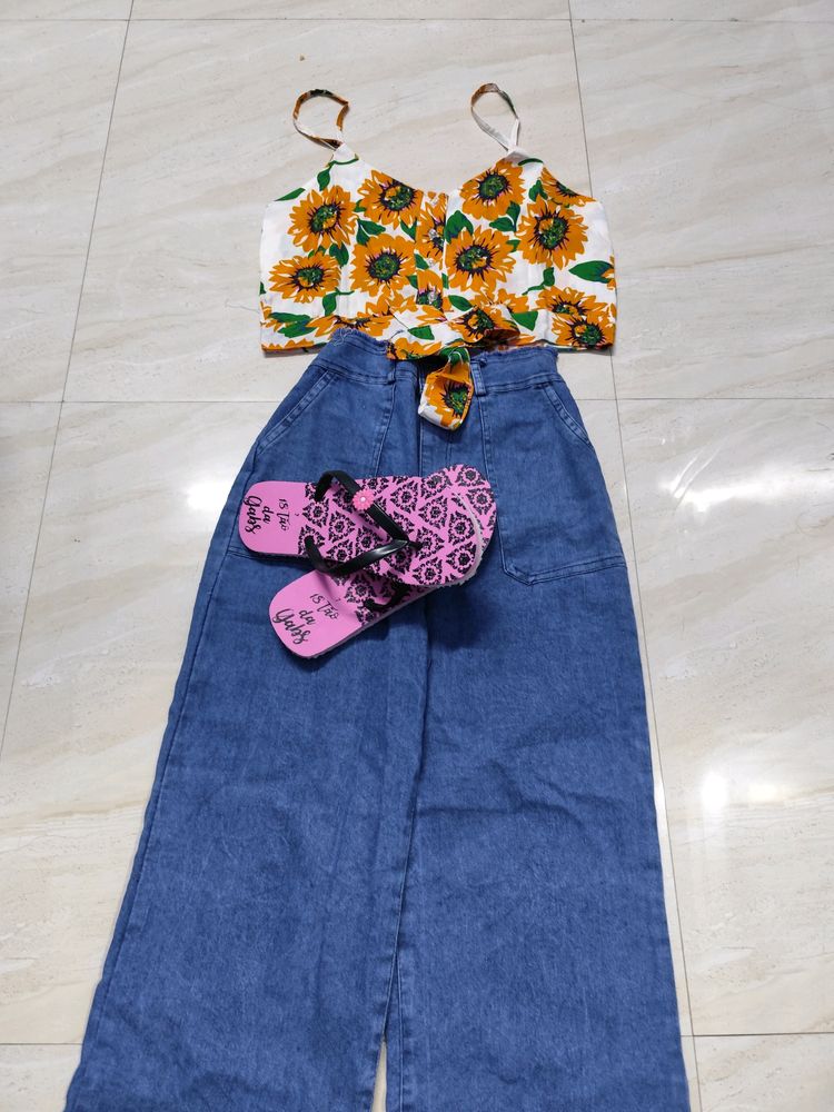 Brand New Top+Jeans+Slipper