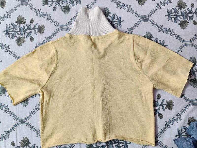 Yellow Ribbed Knit Top