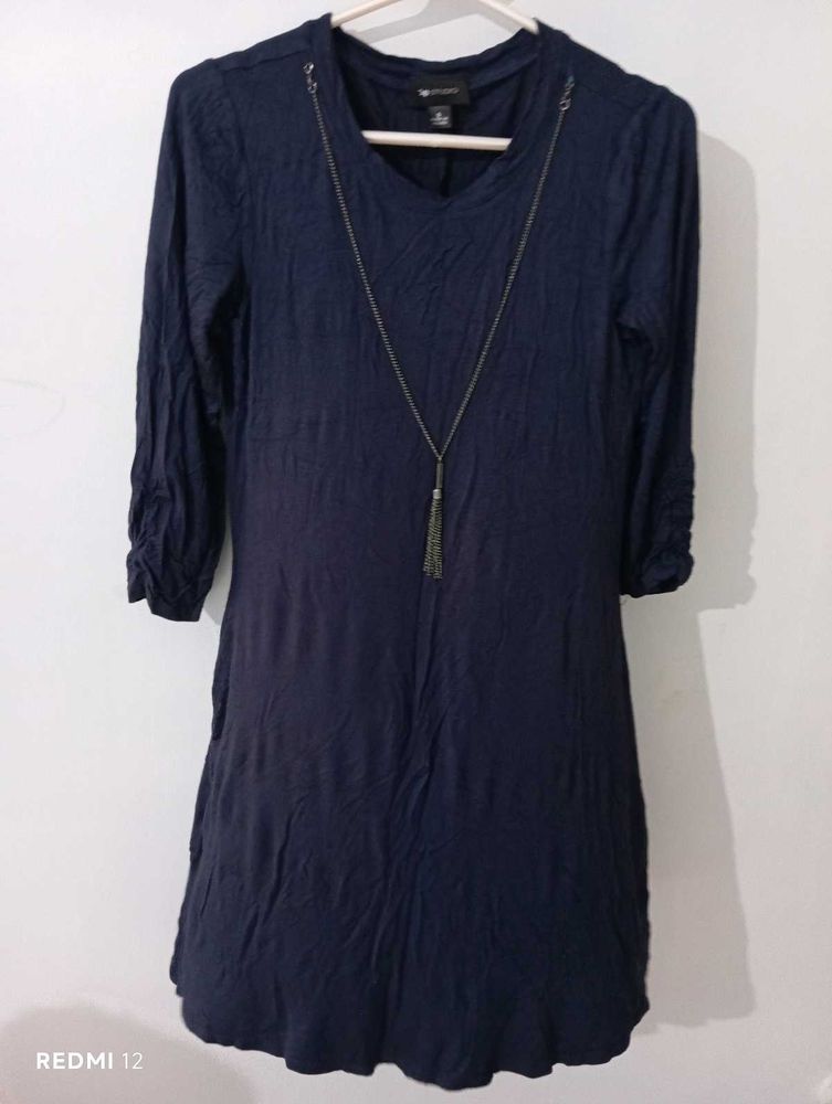 Navy Dress with Necklace