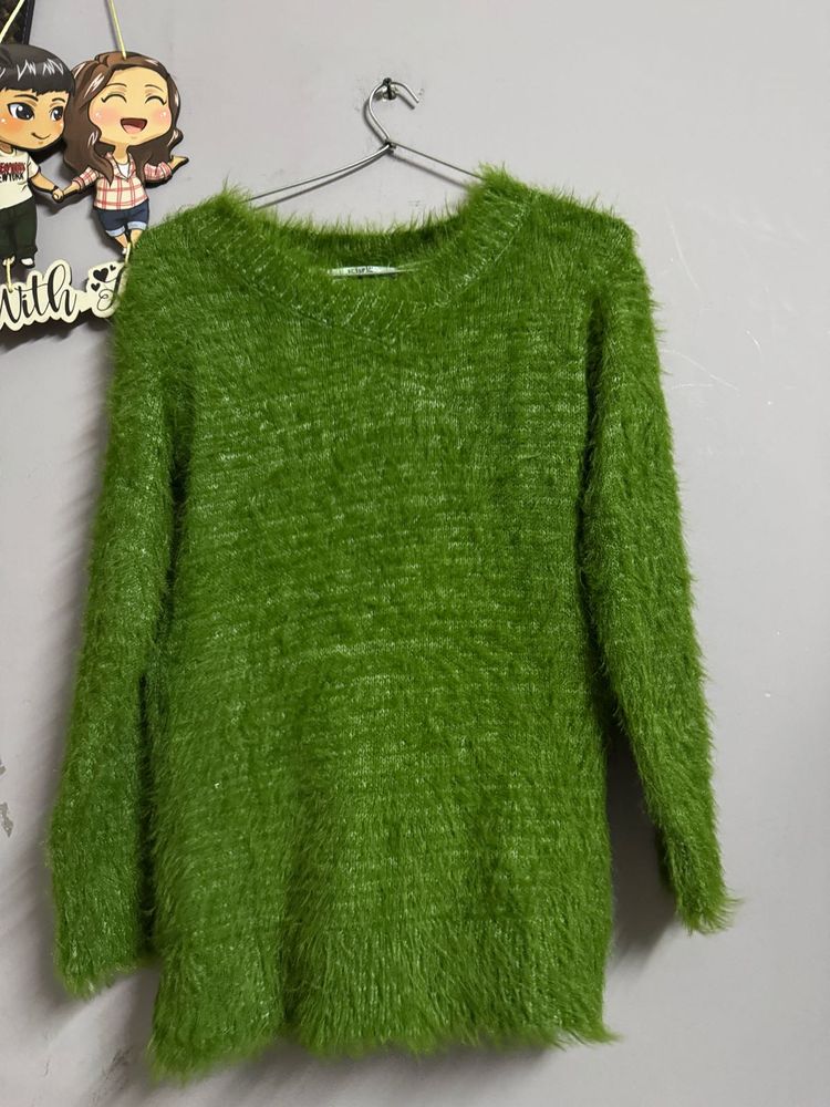 Green Fuzzy Knit Sweater