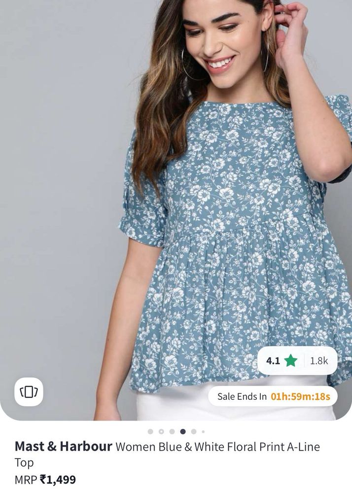 Flowery Blue Women Top