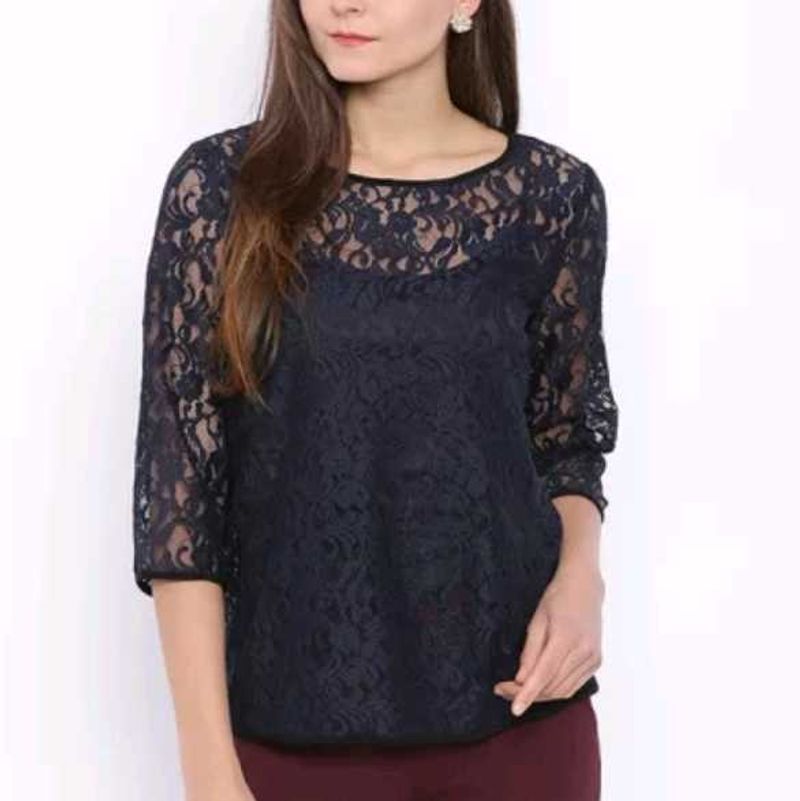 Avirate Navy Lace Top