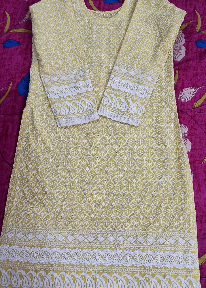 Yellow Embroidered Kurta
