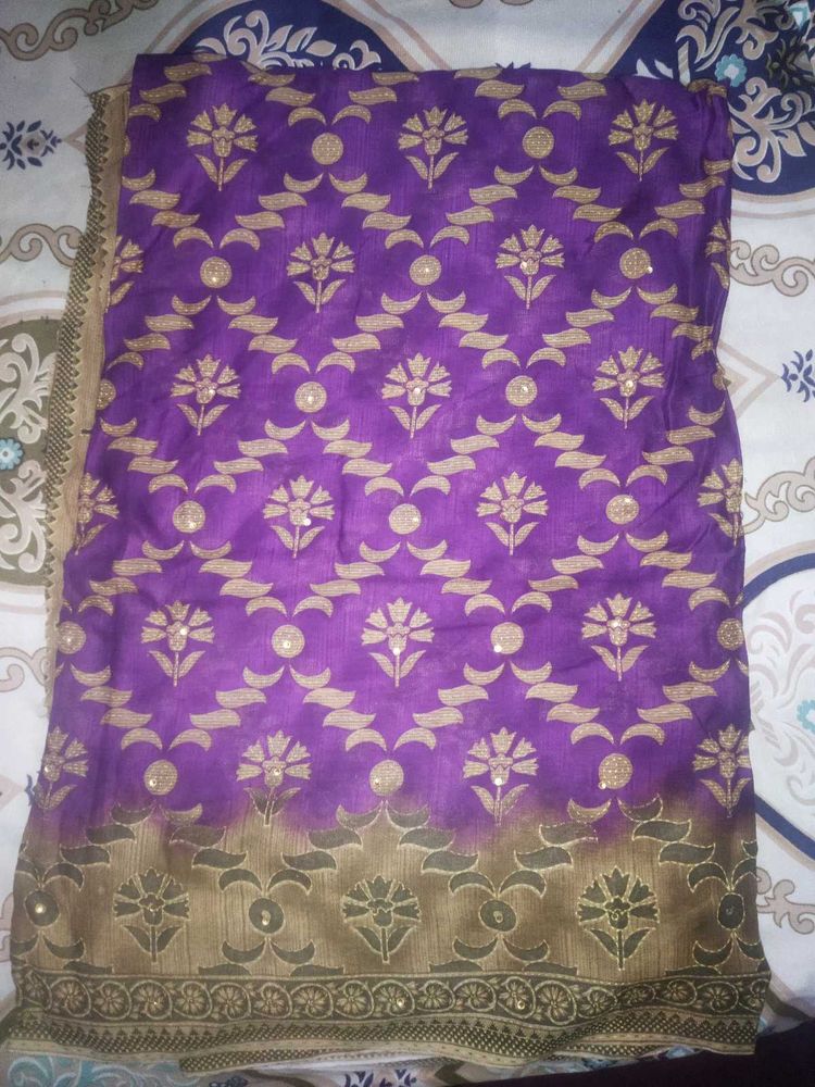 Purple Floral Dupatta