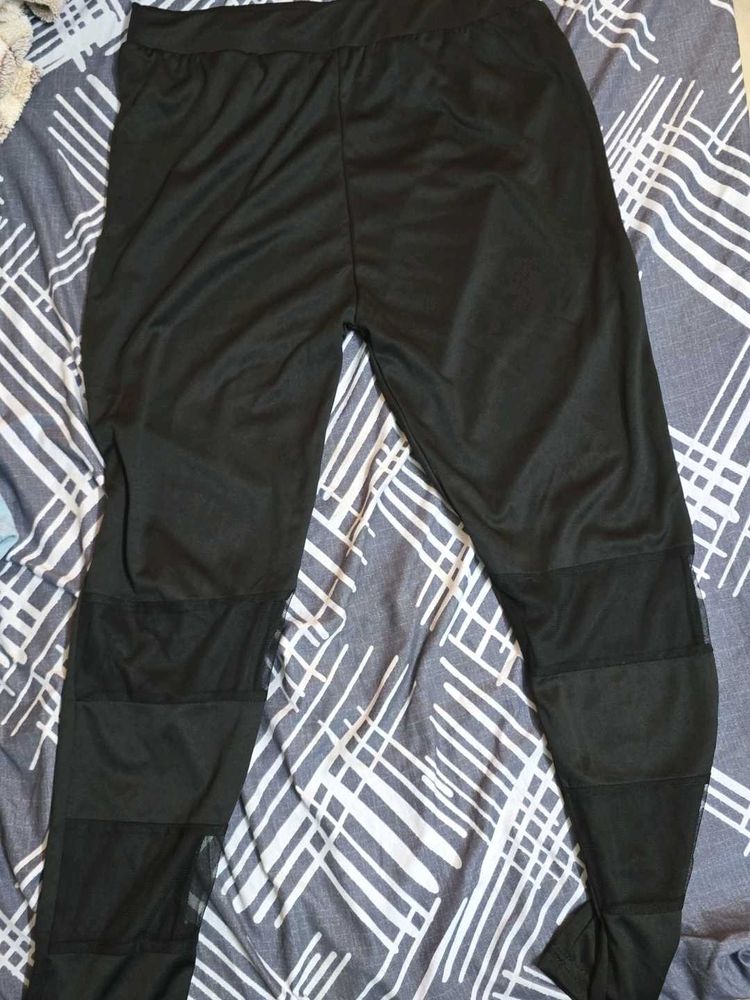 Black Mesh Panel Leggings