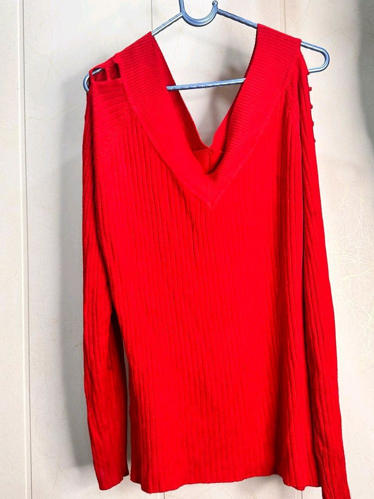 Combo Red Top And Brown Blazer