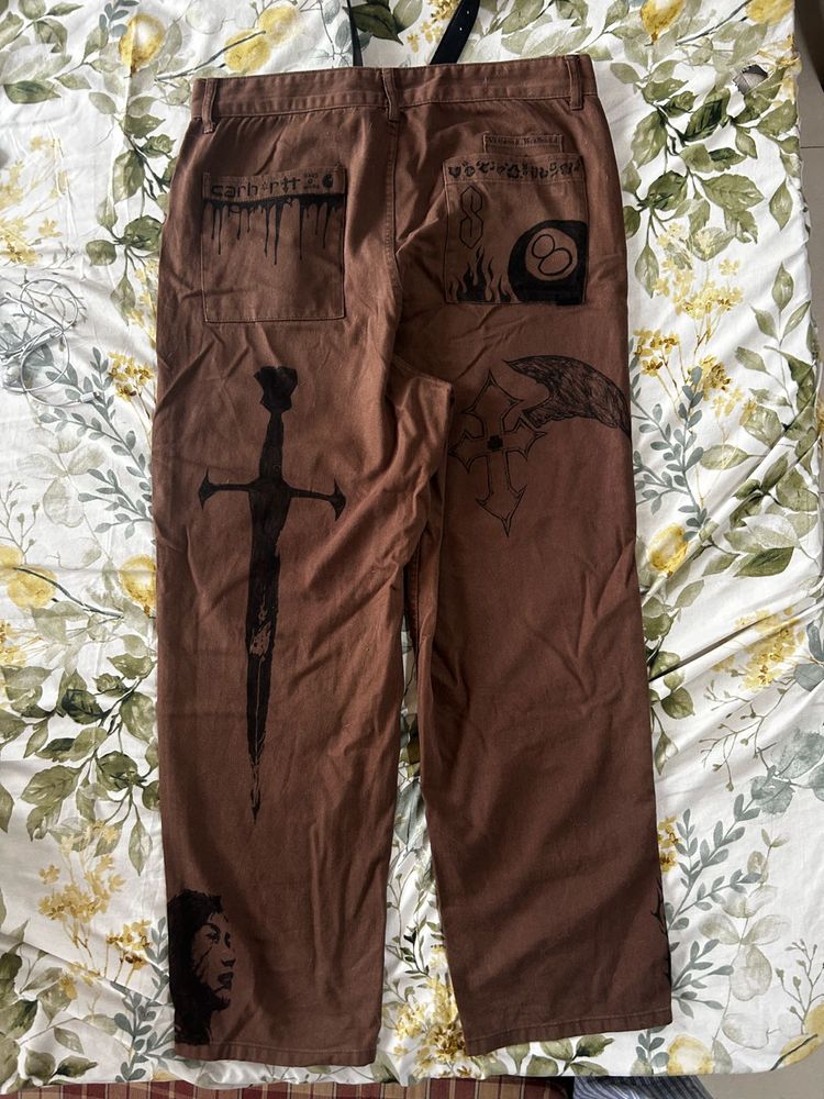 Custom painted Brown Carpenter Jeans