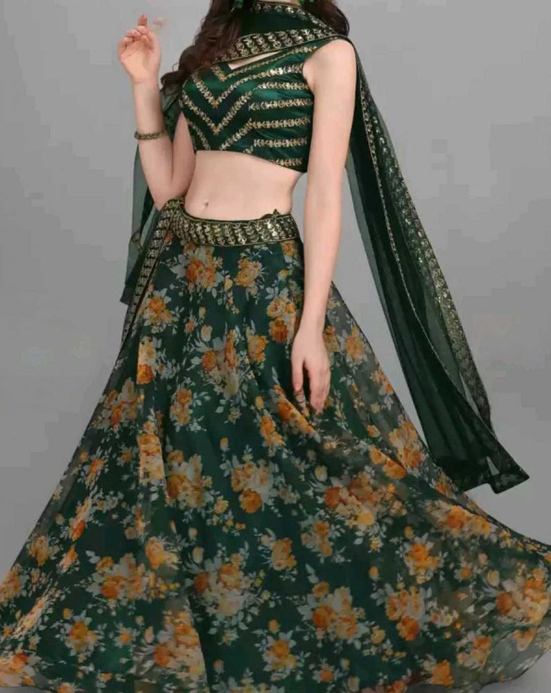 Floral Green Lehenga Choli Set