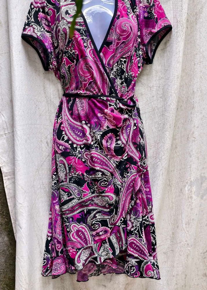 Paisley Print Wrap Dress