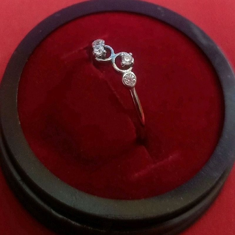 Silver Tone Triple Stone Ring