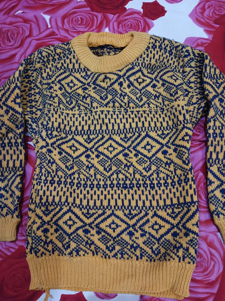 Yellow Sweater With Black Strips