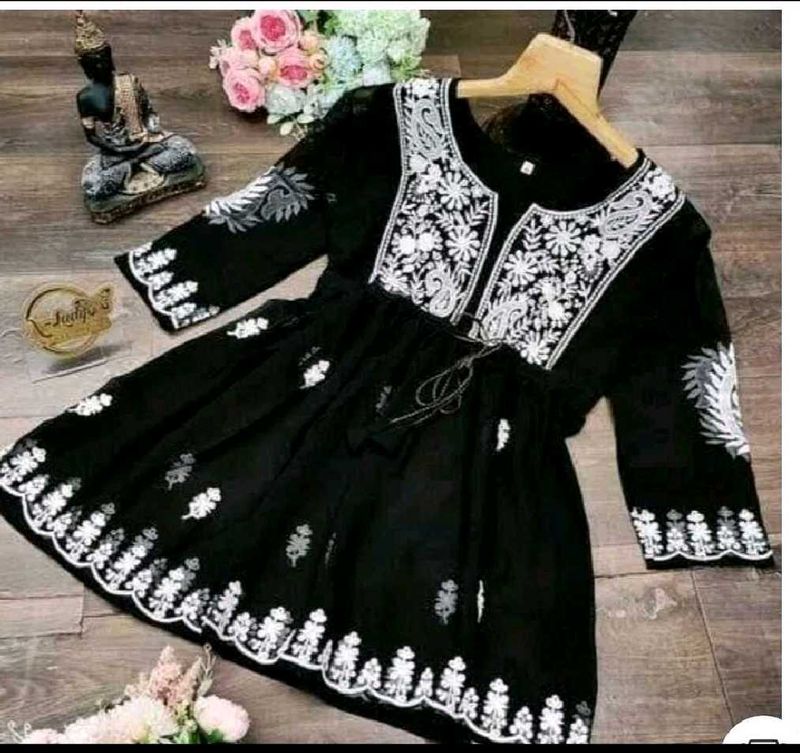 Black Embroidered Tunic Top
