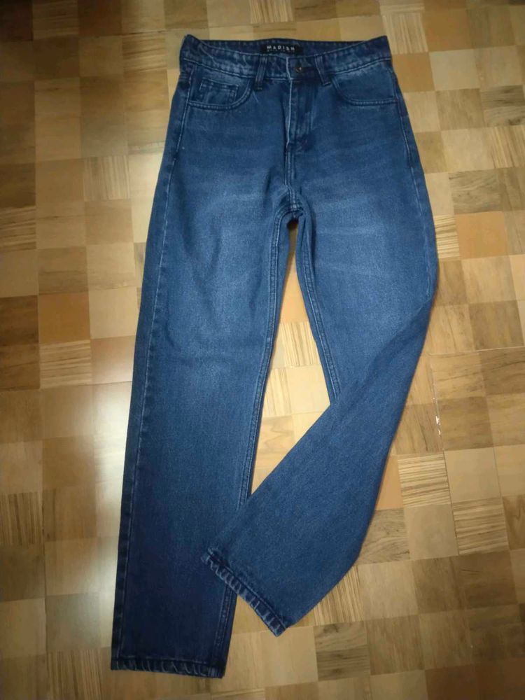Dark Blue Straight Leg Jeans