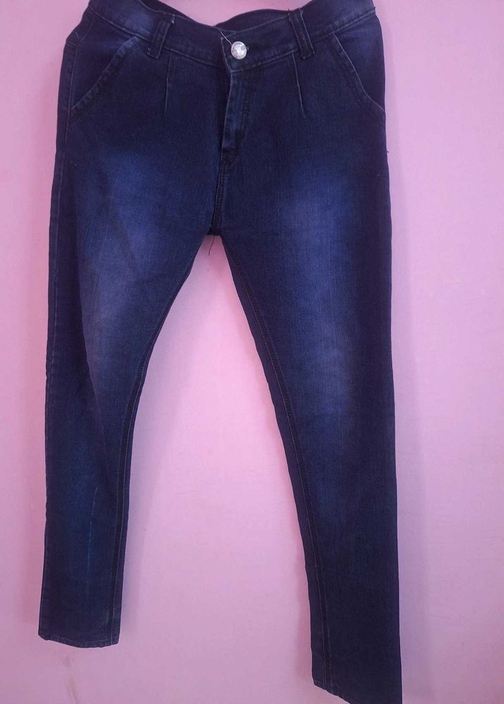 Navy blue denim with light white patch