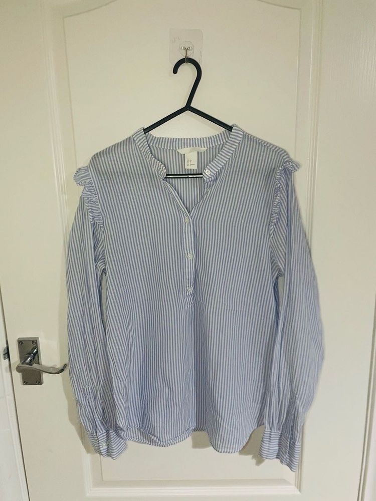 H&amp;M Striped Ruffle Top