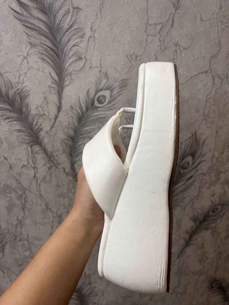 White Platform Flip Flops