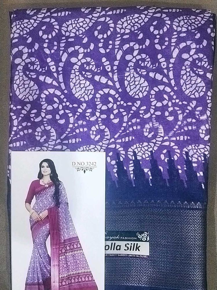 Elegant Purple Printed Saree Daily Usage.