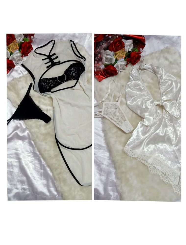 🖤 Cheongsam &amp; White Silk Lingerie🤍