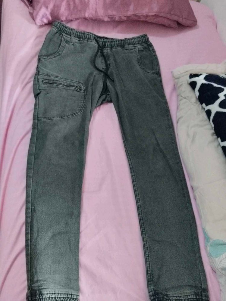 Stylish Grey Denim Joggers