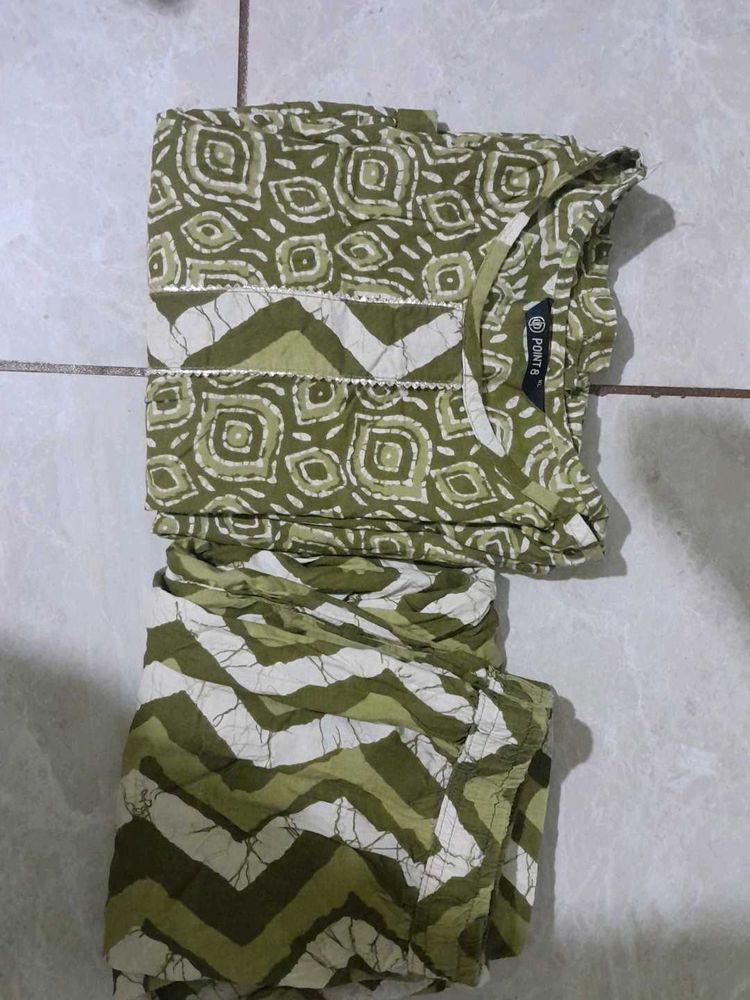 Green Printed Kurta Set