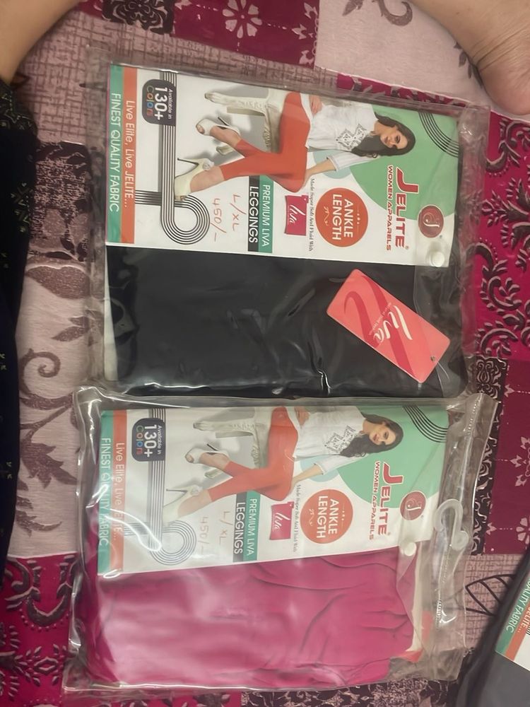 Ankle Length Leggings Black And Rose