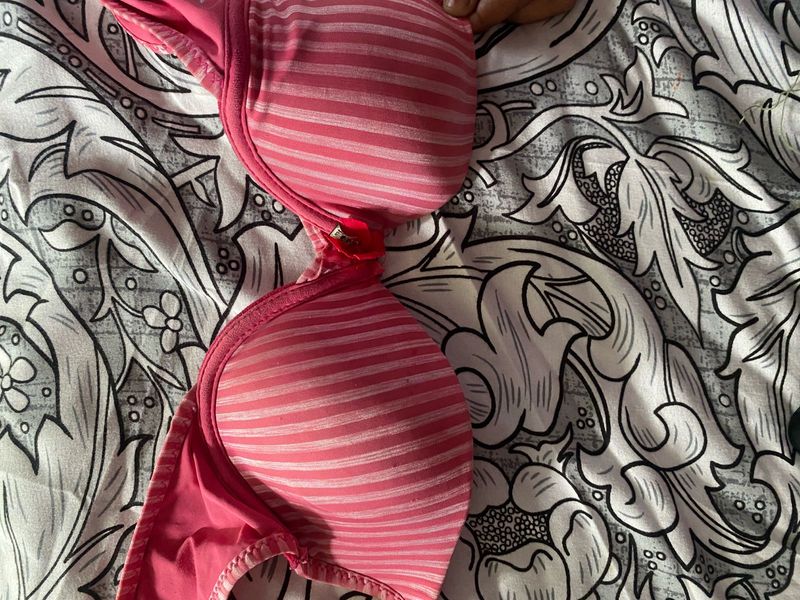 Pink Striped Bra