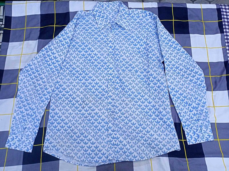 Adidas Vintage Blue Patterned Button-Down