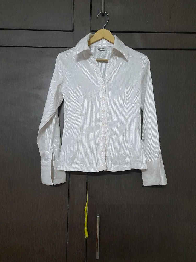 White Striped Button-Down Shirt