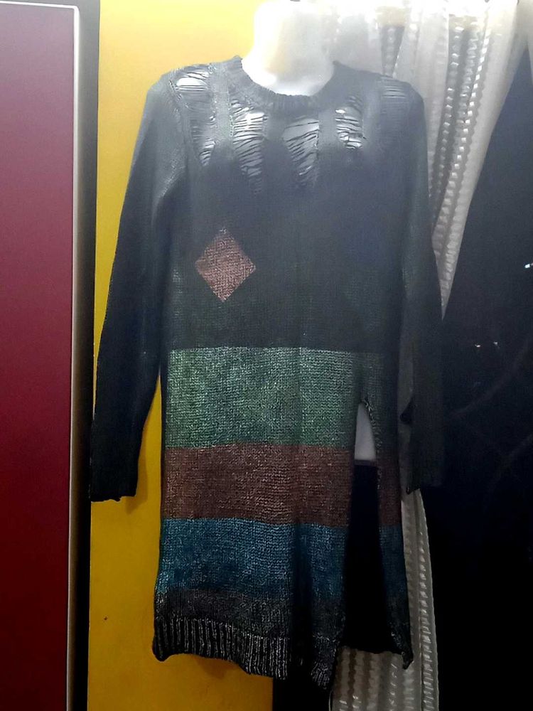 Unique Distressed Knit Sweater dress top