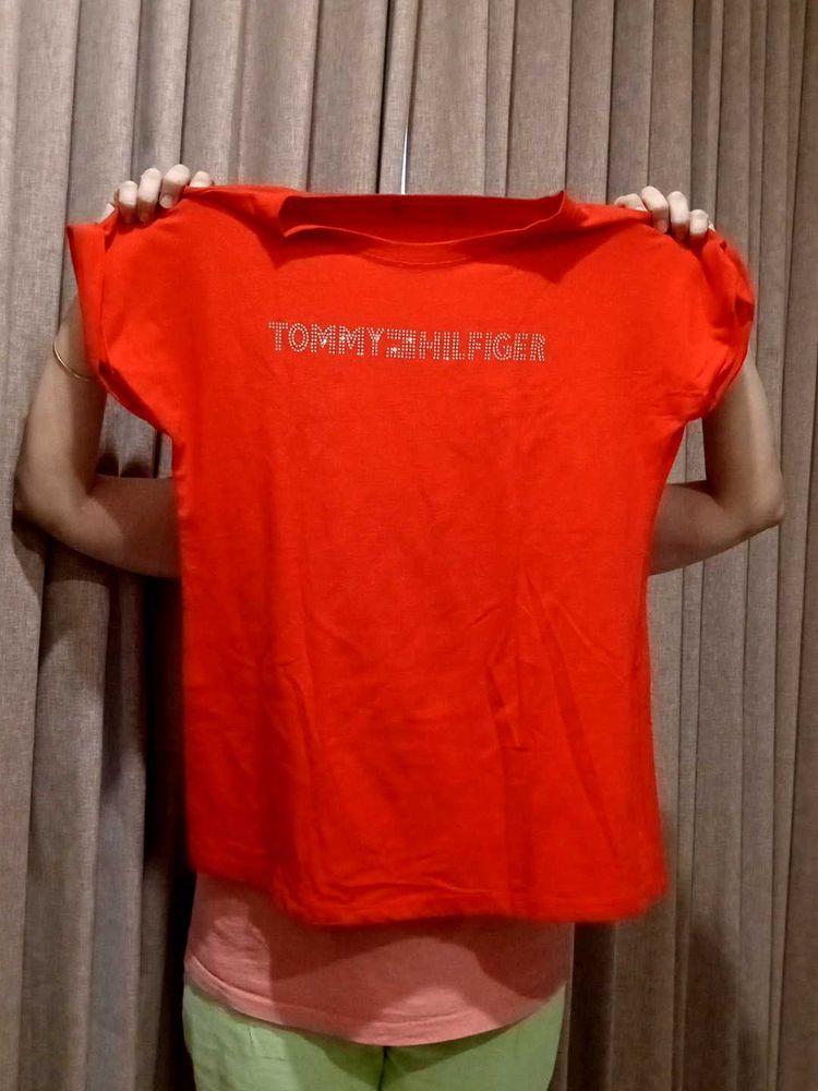 Red Tommy Hilfiger Print Tee