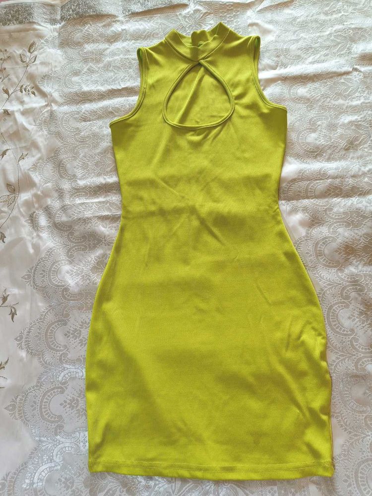 Lime Green Cut Out Bodycon Dress