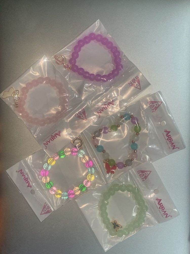 Beaded Charm Bracelets- Set of 5