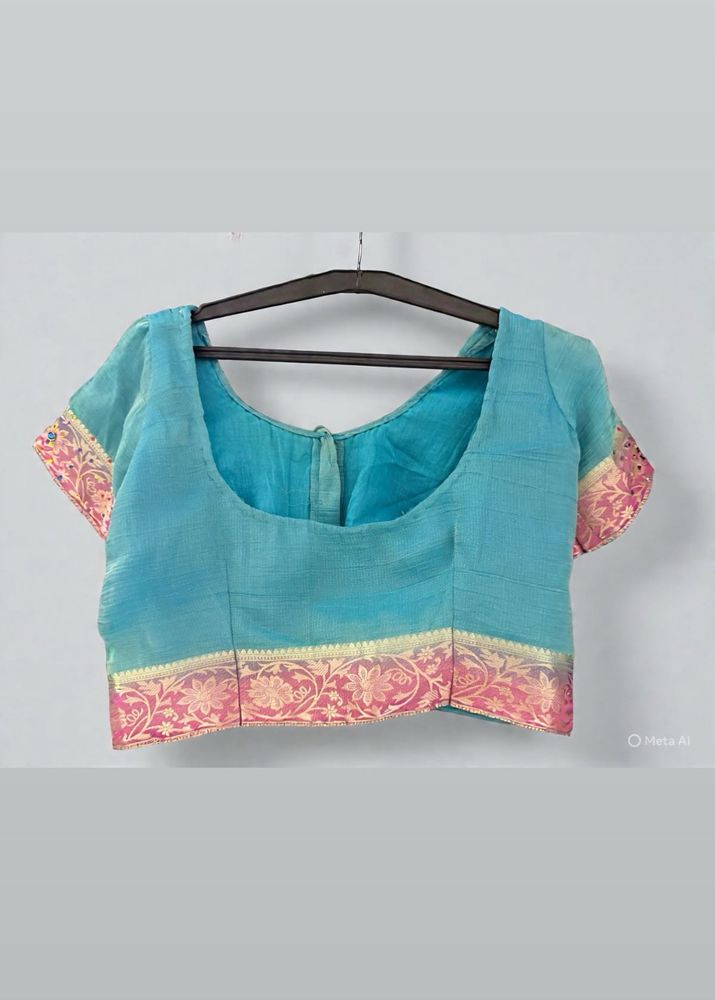 Teal &amp; Pink Sari Blouse