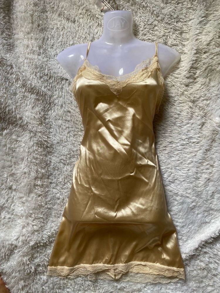 Gold Lace Slip Lingerie
